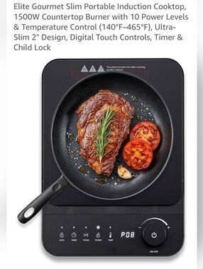 Elite Gourmet Portable Induction Cooktop in Black